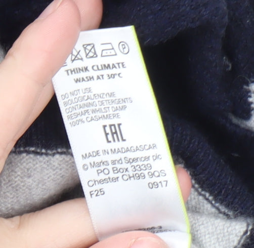 Marks & Spencer Men’s Blue Mix Cashmere Crew Neck Jumper Size S