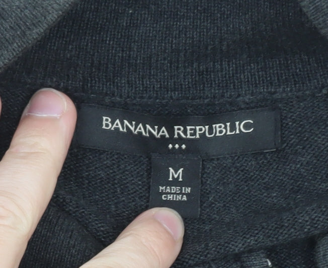 Banana Republic Men's Grey Full Zip Cotton Jumper Size M
