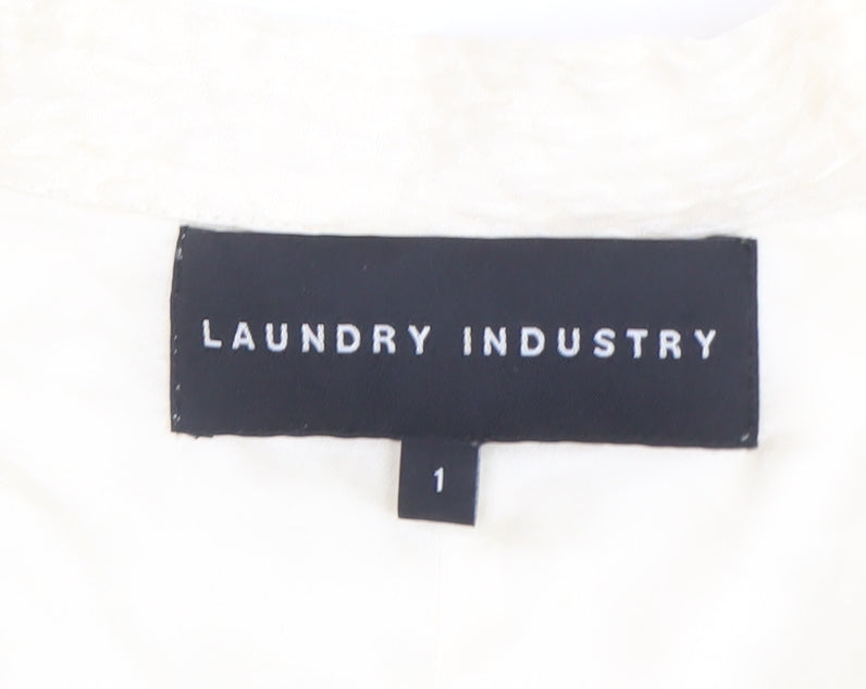 Laundry Industry Women’s Ivory Bow Shift Dress Size S Short Sleeve