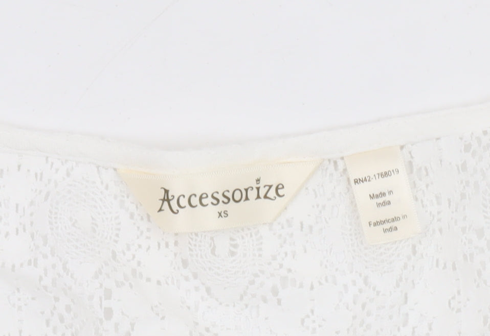 Accessorize Women’s White Lace Shift Dress XS Short Sleeve Summer