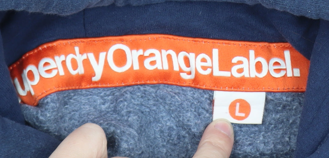 Superdry Women Navy Blue Pullover Hoodie Size L Orange Label