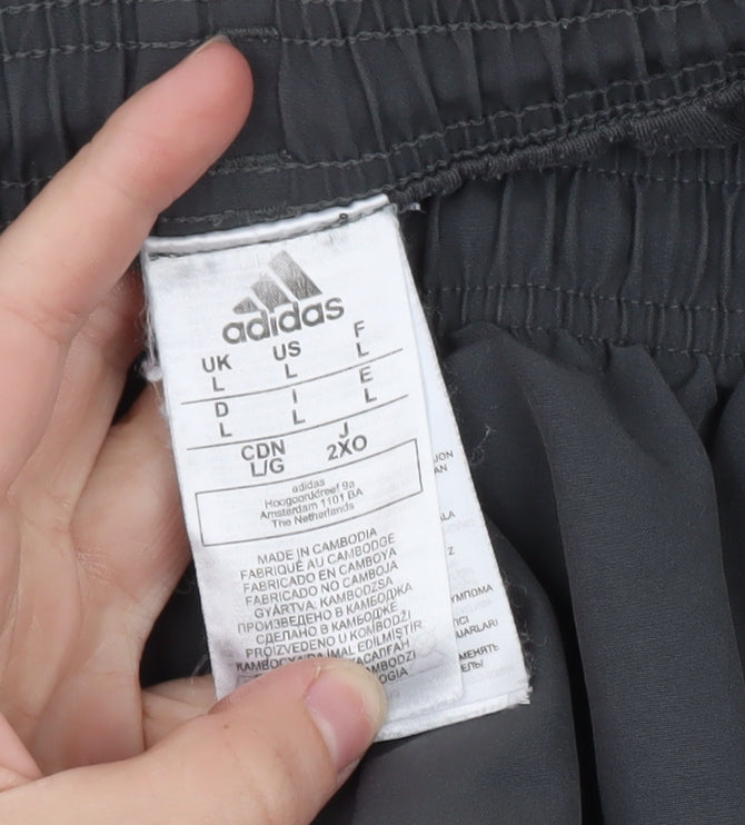 Adidas Men's Grey L Jogger Trousers with Ankle Zip and Pockets