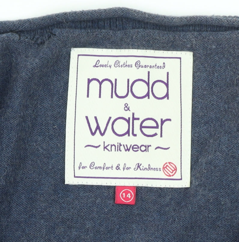 Mudd & Water Women's Blue Cotton Wool Knit Cardigan Size 14