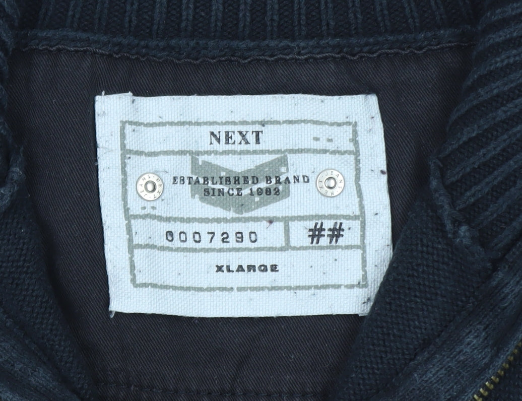 Next Men's Black XL 1/2 Zip High Neck Cotton Jumper