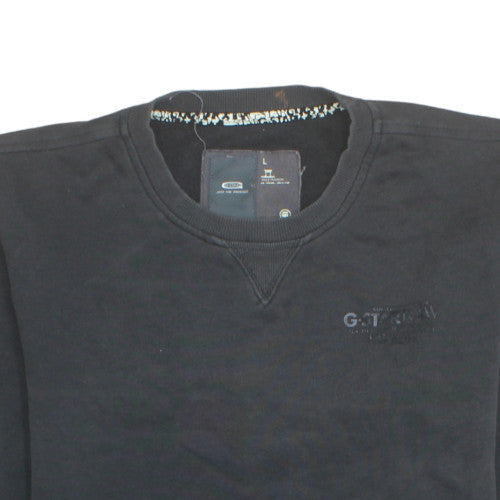 G-Star RAW Mens Black L Crew Neck Pullover Sweatshirt