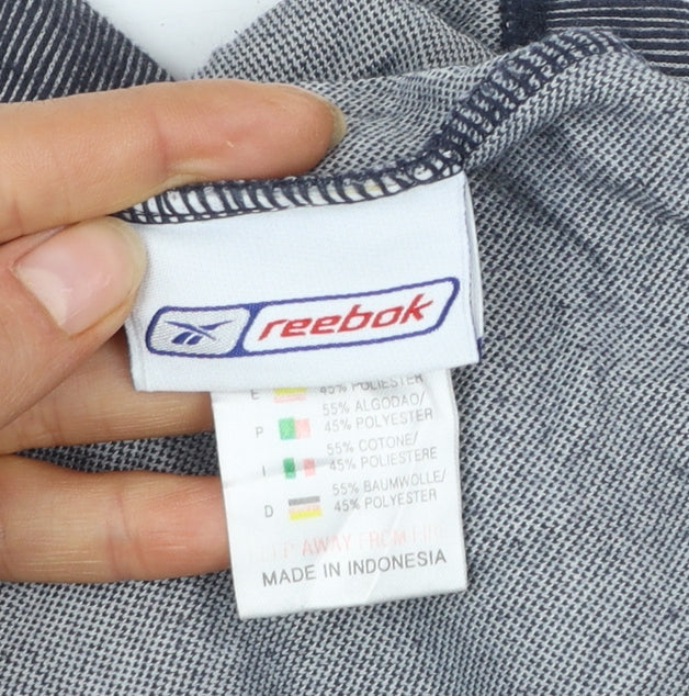 Reebok Men's Grey Pullover Sweatshirt L V-Neck Athletic Fit