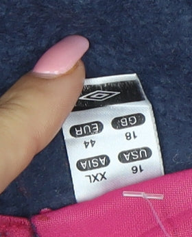 Umbro Womens Navy Pink Pullover Hoodie Size 18 Cotton Blend Sportswear