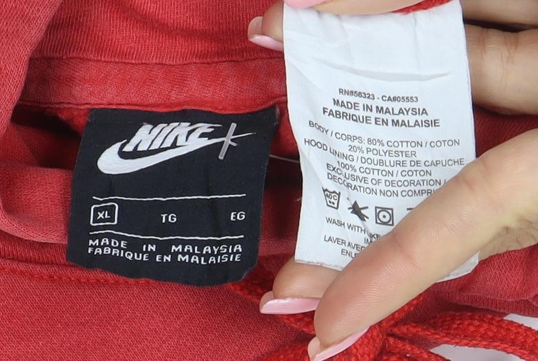 Nike Men's Red XL Pullover Hoodie Graphic Print Sportswear