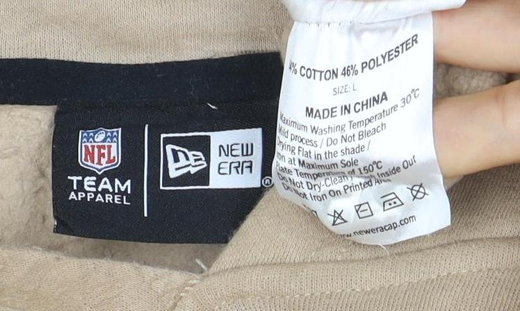 New Era Men’s Beige Raiders Pullover Hoodie Size L NFL Sportswear