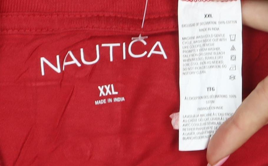 Nautica Men's Red 2XL Graphic Logo Crew Neck T-Shirt