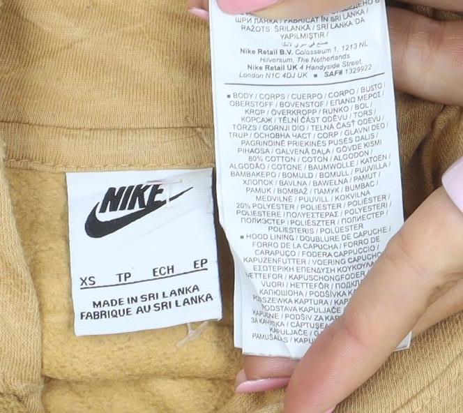 Nike Women’s Beige Pullover Hoodie XS Cotton Blend Casual Sweatshirt
