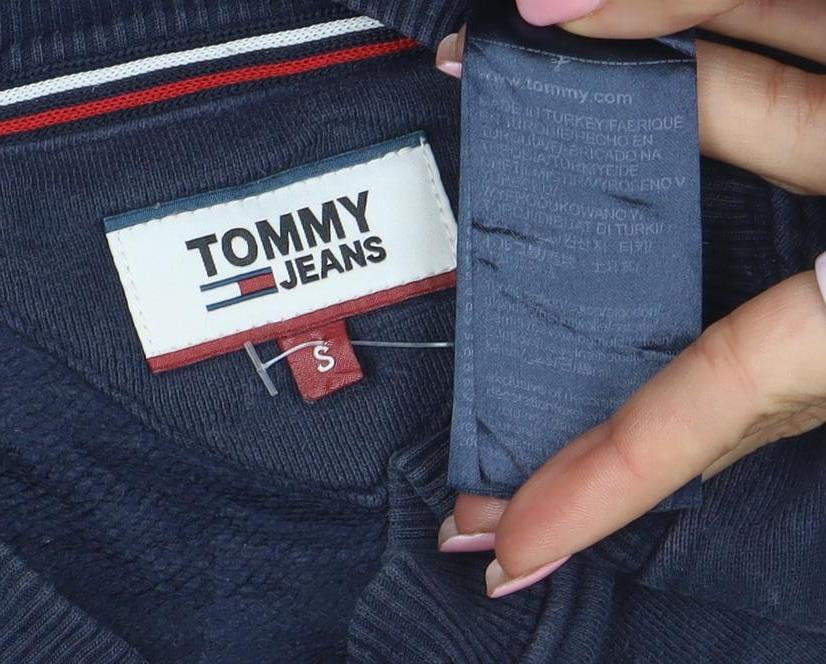 Tommy Jeans Women's Navy Pullover Sweatshirt Small Cotton Blend Logo Crewneck