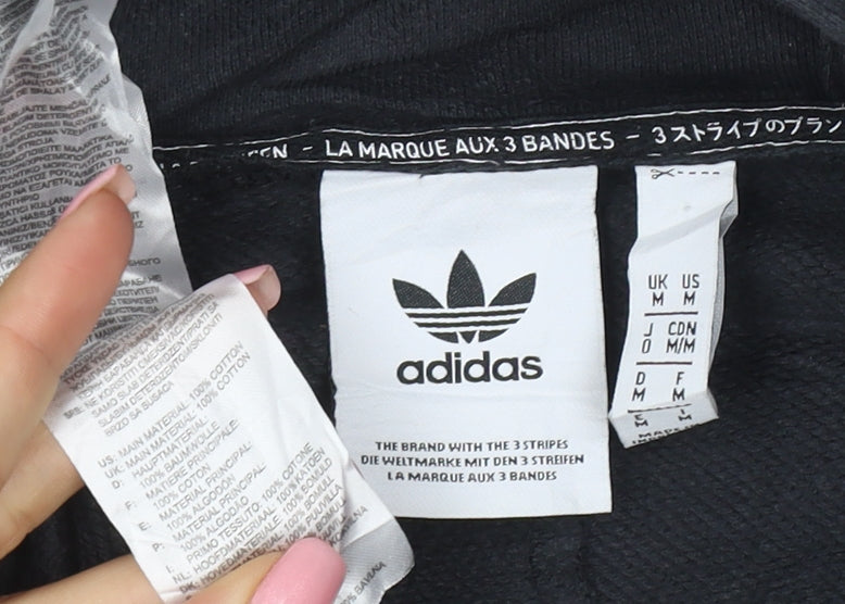 Adidas Men's Black Pullover Hoodie M Regular Fit Cotton