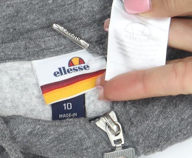 Ellesse Womens Grey 1/2 Zip Hoodie Size 10 Pullover Sweatshirt