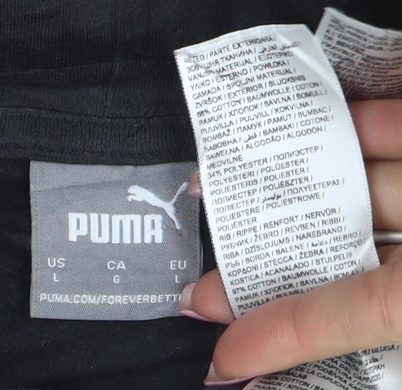 Puma Men's Black Pullover Hoodie L Sportswear Graphic Fleece