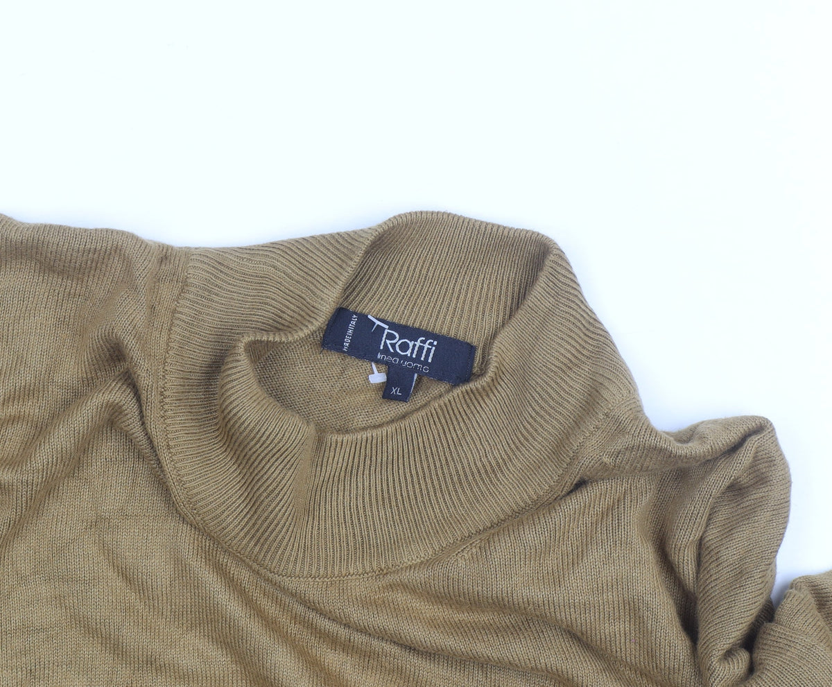 Raffi Women Brown Mock Neck Cotton Blend Pullover Jumper XL