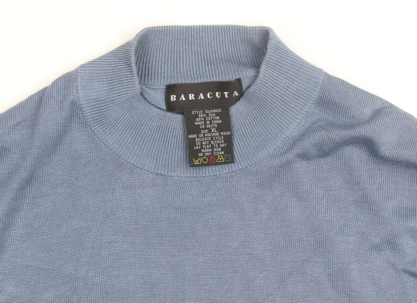 Baracuta Men Blue XL Silk Cotton Mock Neck Jumper