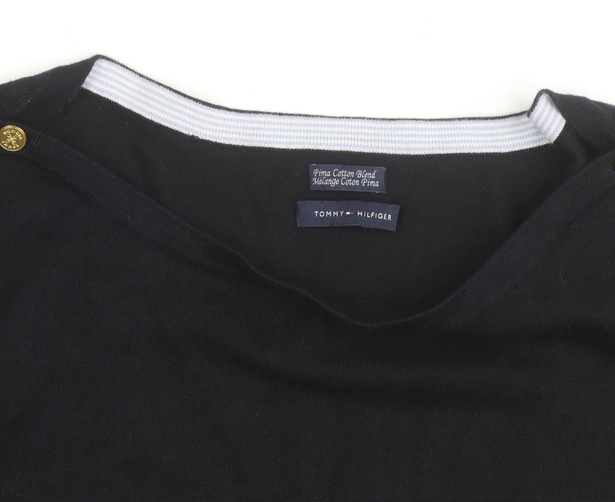 Tommy Hilfiger Men's Black Cotton Crew Neck Pullover Jumper XL
