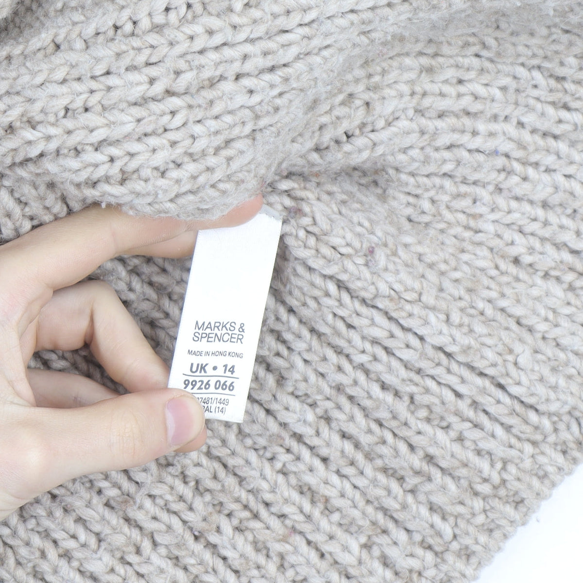 Marks & Spencer Women Beige Wool Blend Chunky Knit Cardigan UK 14