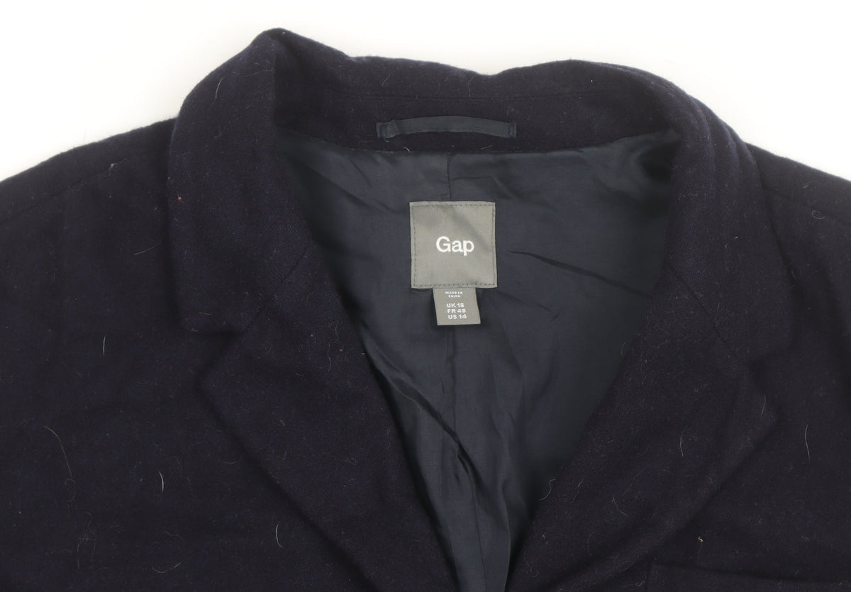 Gap Women Navy Wool Blend Single-Breasted Blazer UK 18