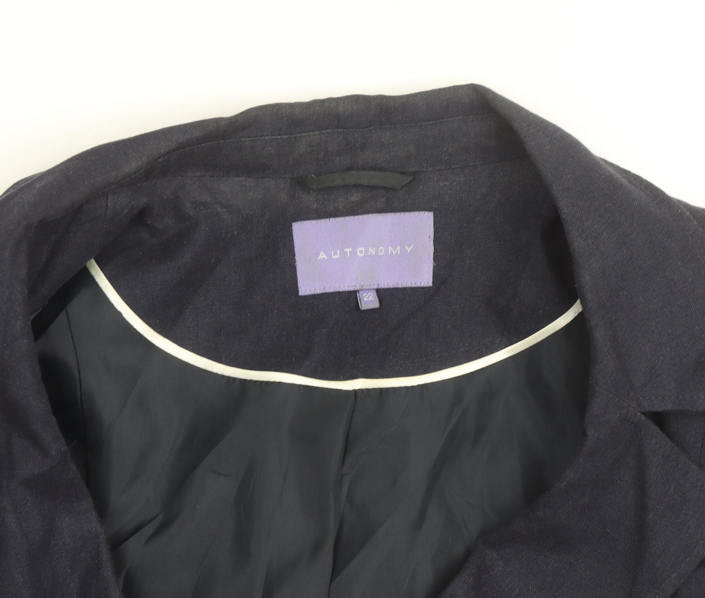 Autonomy Women’s Blue Linen Blend Blazer Jacket Size 22