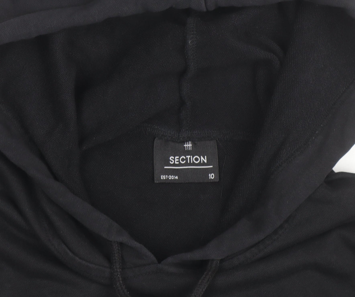 Section Womens Black Cropped Pullover Hoodie Size 10 Embellished Logo
