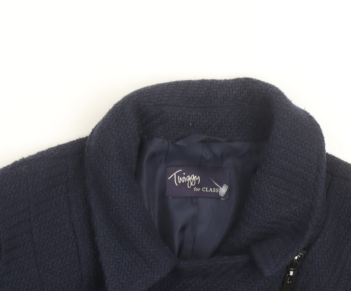 Marks & Spencer Women’s Blue Wool Blend Biker Jacket Size 10