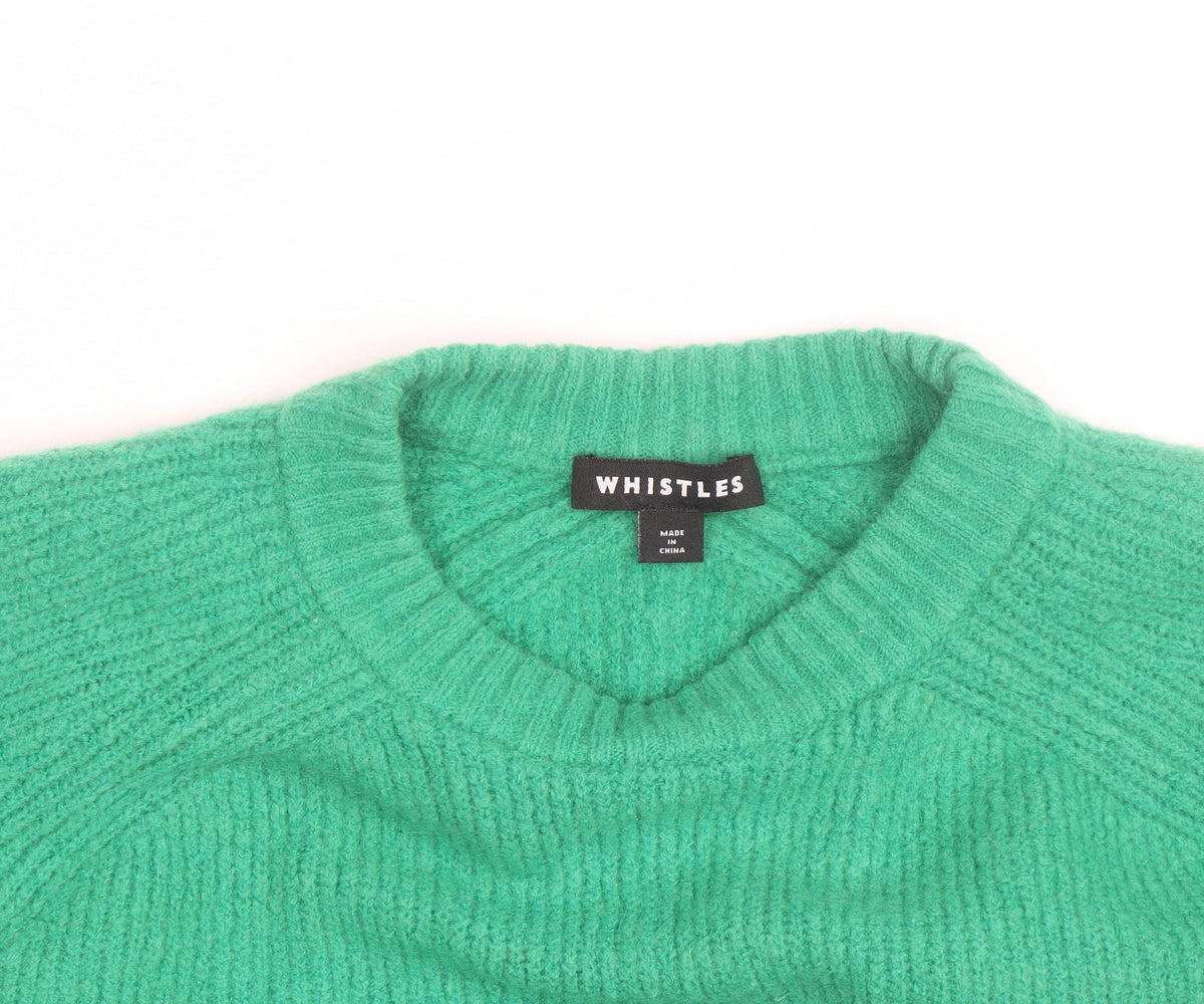 Whistles Men Green Wool Chunky-Knit Crew Neck Jumper Size L
