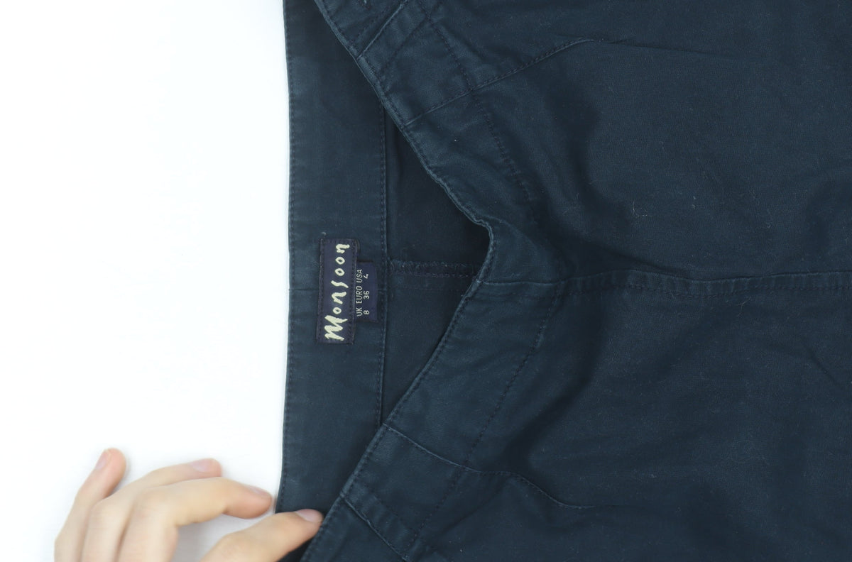 Monsoon Womens Blue Chino Trousers Size 8 Straight Leg