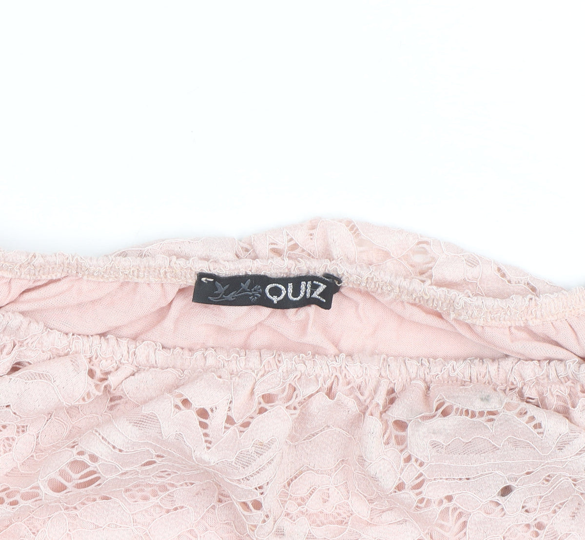 Quiz Women Pink Lace Off Shoulder Bell Sleeve Blouse M