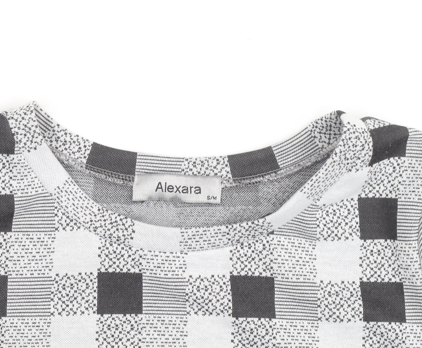Alexara Women's Grey Check Long Sleeve Tunic Blouse Size S