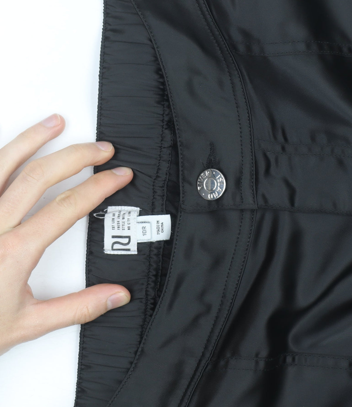 River Island Women's Black Cargo Trousers Size 10 Satin Utility Style