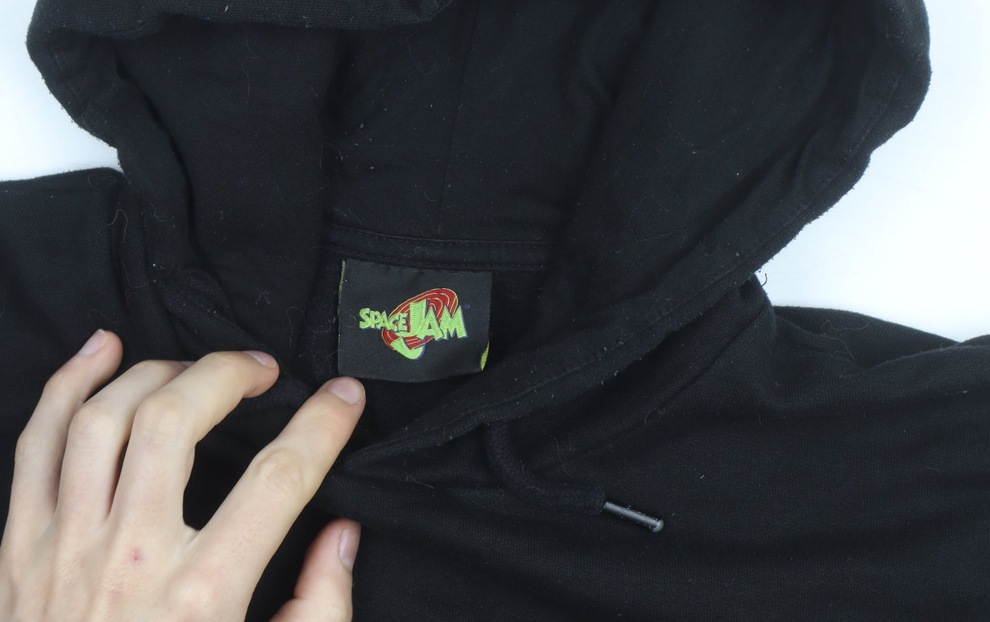 Space Jam Men's Black Pullover Hoodie M Bugs Bunny Graphic Fleece