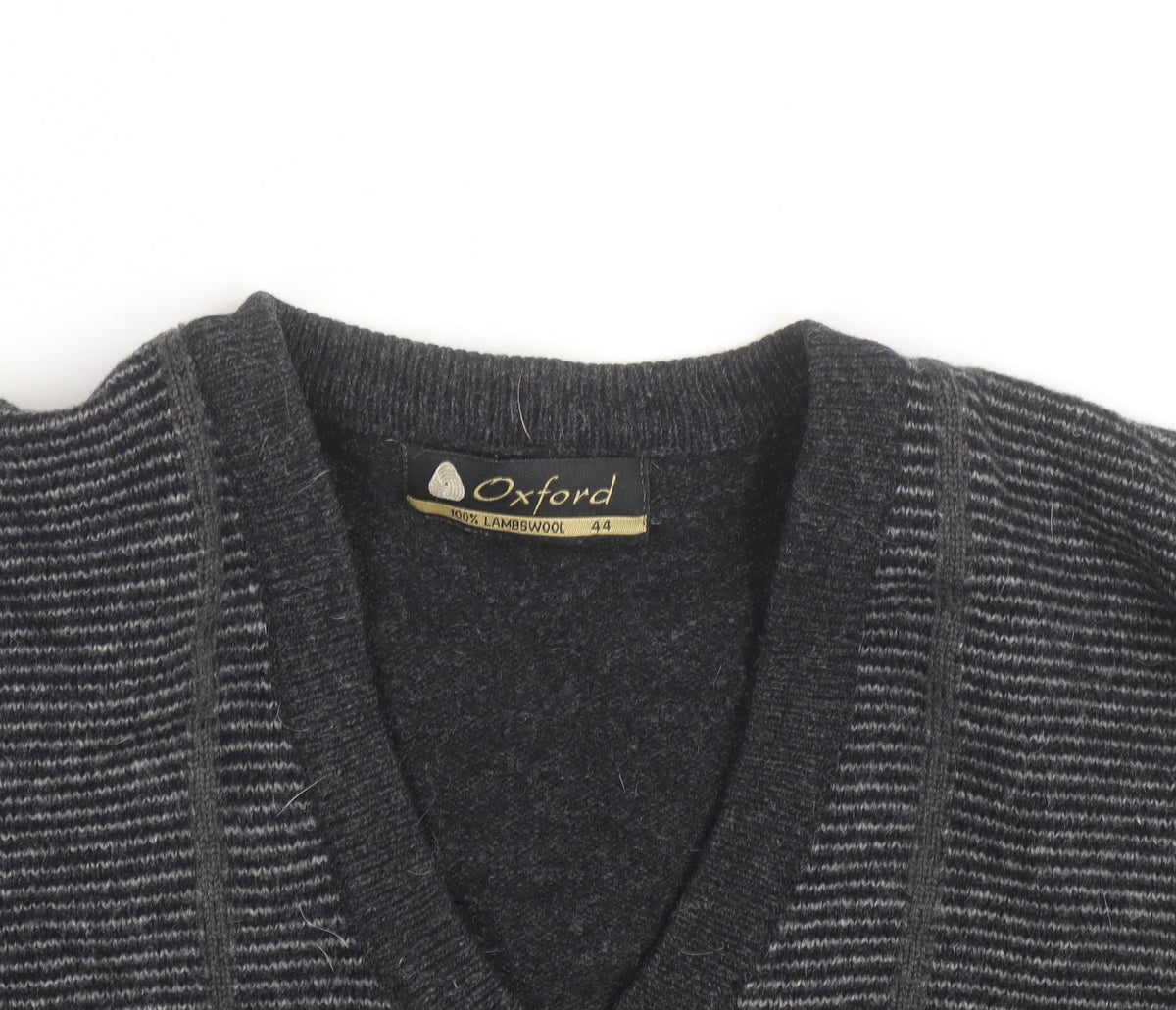 Oxford Mens Grey Lambswool V-Neck Pullover Jumper XL