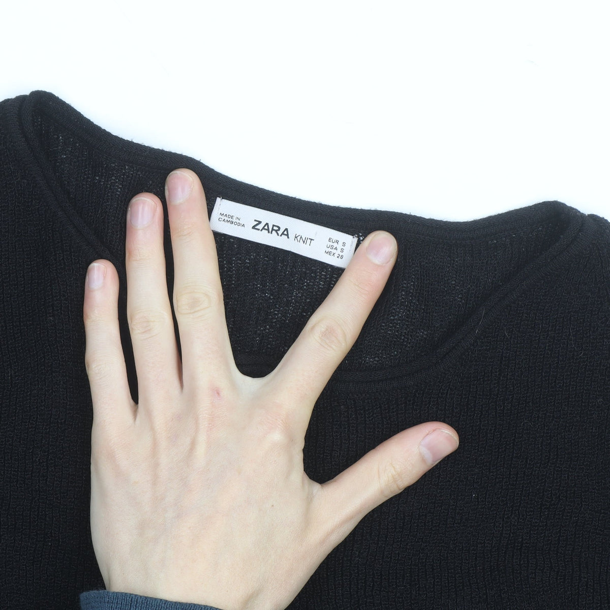 Zara Women Black Knit Jumper Size 10 Bow Sleeve Classic Style