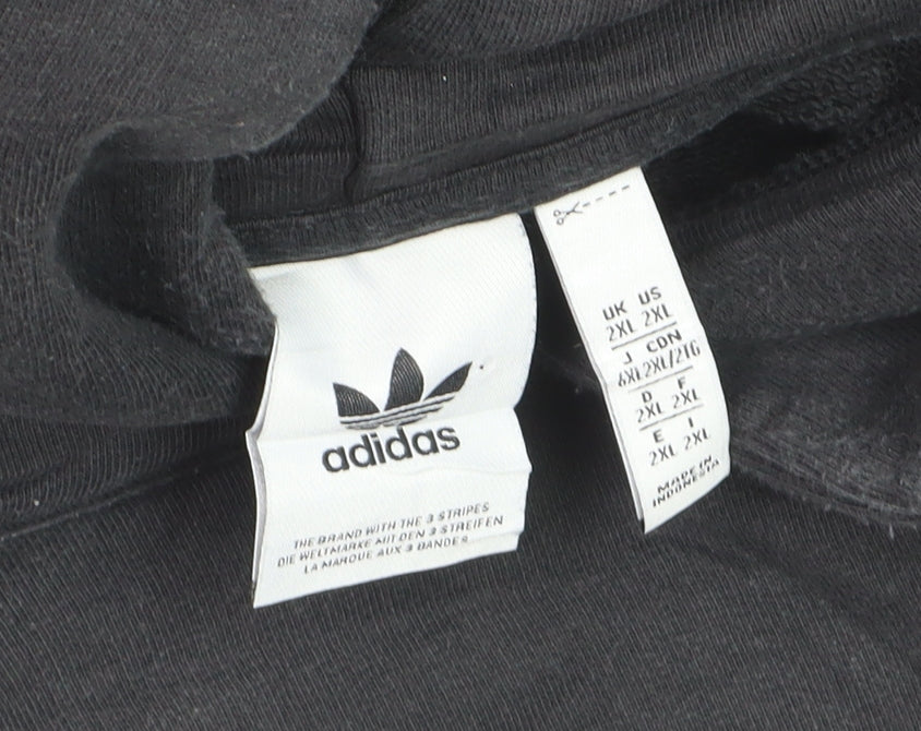 Adidas Men's Black 2XL Pullover Hoodie Cotton Fleece Sweatshirt