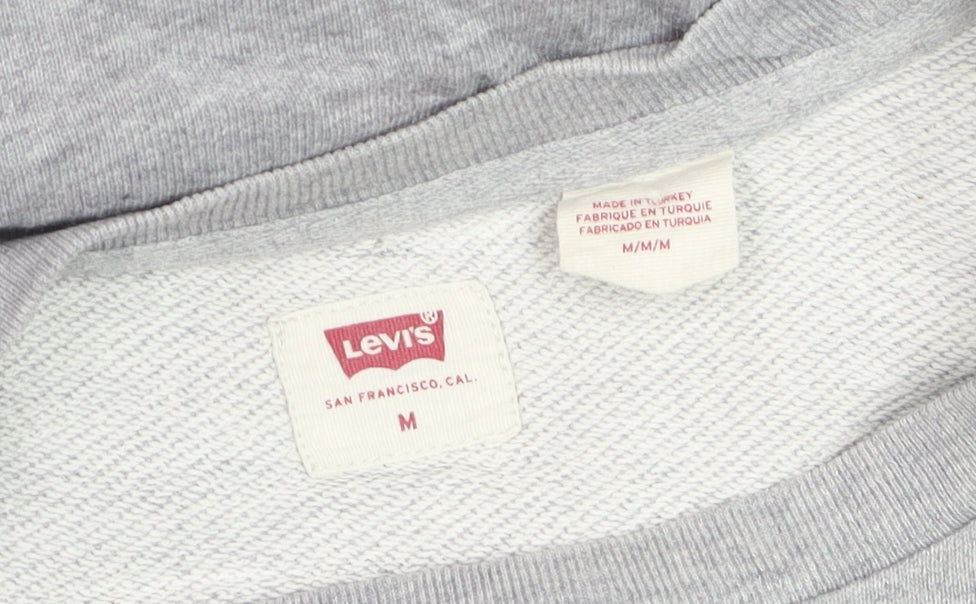 Levi's Men's Grey Logo Pullover Sweatshirt M Crew Neck Cotton