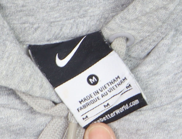Nike Men's Grey Pullover Hoodie M Regular Fit Cotton Fleece