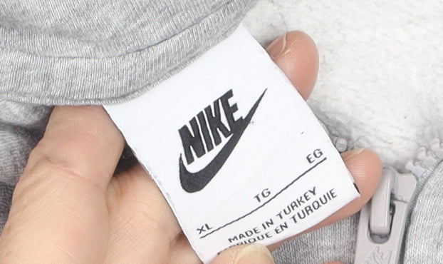 Nike Men's Grey Full Zip Hoodie XL Fleece Lined Sweatshirt