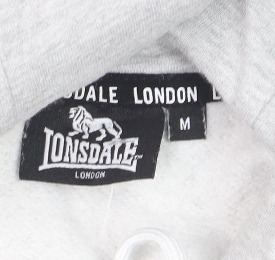 Lonsdale Mens Grey Pullover Hoodie Medium Sports Fleece