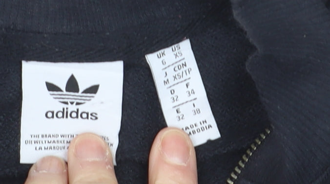 Adidas Women's Black White 1/4 Zip Colourblock Sweatshirt Size 6