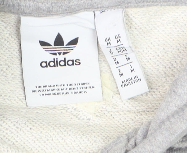 Adidas Men's Grey Pullover Hoodie M Logo Fleece Sweatshirt