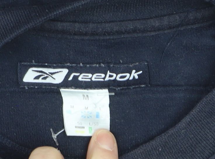 Reebok Men’s Blue Pullover Crew Neck Logo Sweatshirt M Regular Fit