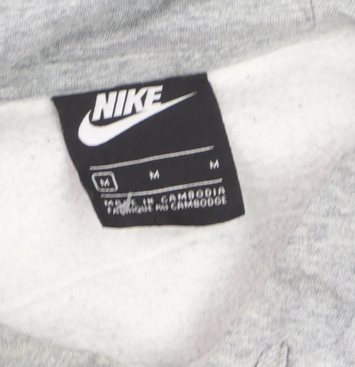 Nike Men's Grey Black Pullover Hoodie M Fleece Sportswear