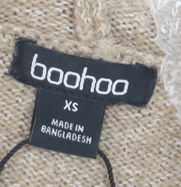 Boohoo Women’s Beige Hooded Button Cardigan XS