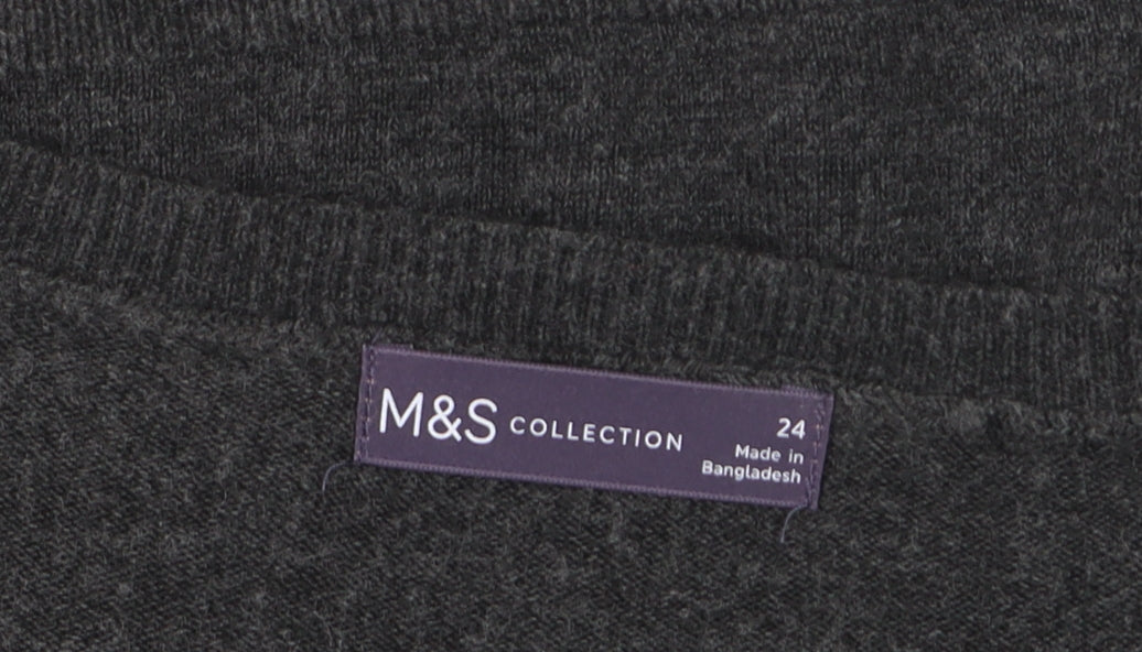 Marks and Spencer Women’s Grey Acrylic Crew Neck Jumper Size 24