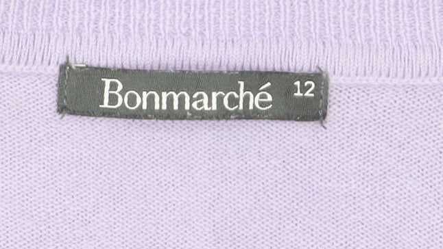 Bonmarché Women Lilac Acrylic Crew Neck Long Sleeve Jumper Size 12