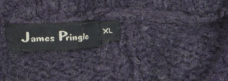 James Pringle Women's Purple Cable Knit Cardigan XL Wool Blend