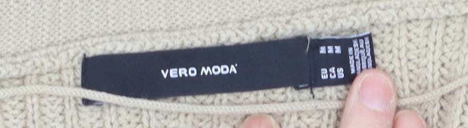 Vero Moda Women Beige Chunky Knit Button Cardigan Size S