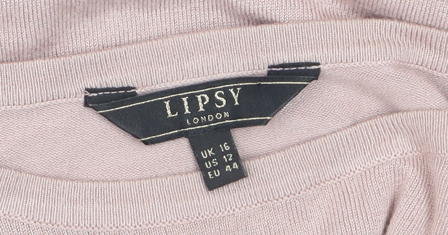 Lipsy Women’s Pink Crew Neck Long Sleeve Pullover Jumper Size 16